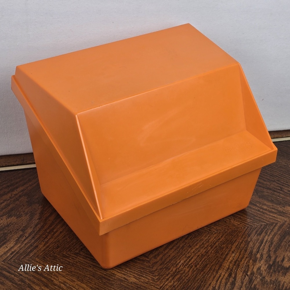 Vintage Recipe Box 70s Betty Crocker Orange Storage‎ Kitchen Decor Large 9x8x6